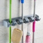 Mop Holder and Broom Holder, 4 Slot Position with 5 Hooks Brooms Holder Wall Mounted - Image 5