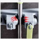 Mop Holder and Broom Holder, 4 Slot Position with 5 Hooks Brooms Holder Wall Mounted - Image 6